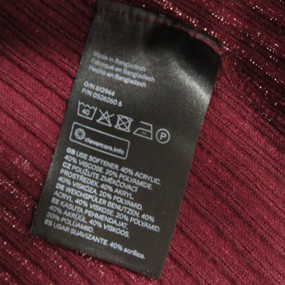 H&M Original Since Forever Burgundy Mroon Ribbed Knit Long Sleeve Top Small - Picture 4 of 6